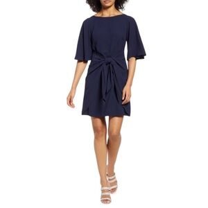 Vince Camuto Front Tie Wrap Style Short Sleeve Navy Dress